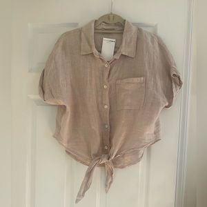 Linen Waist Tie Top